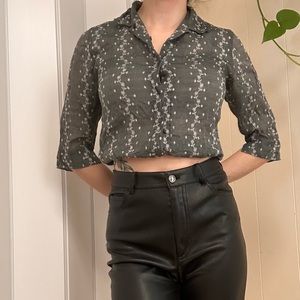 Calme by Johnny Was Silk & Cotton Cropped Blouse